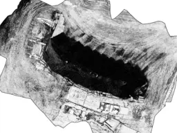 Sketch drawing of a rock quarry
