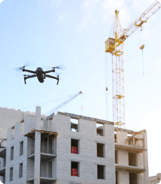 Construction site with drone mapping technology