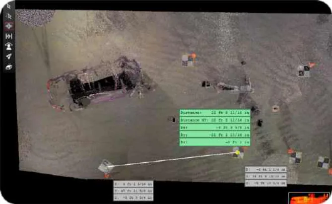 Leica BLK360 laser scan point cloud in Cyclone Register 360 measuring the GCP3 to GCP4 line (Location 3)