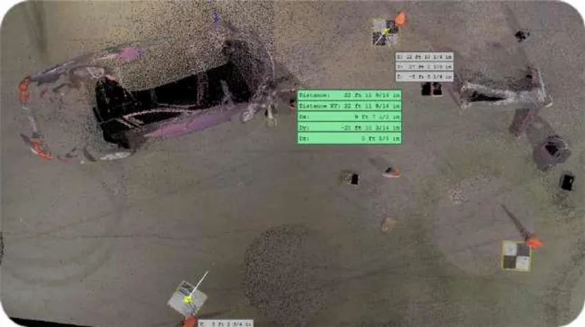 Leica BLK360 laser scan point cloud in Cyclone Register 360 measuring the GCP4 to GCP5 line (Location 4)