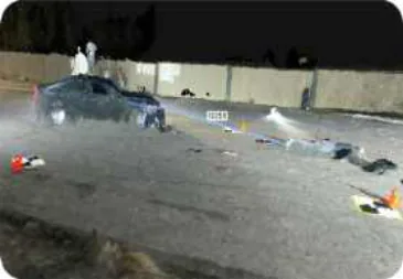 Pix4D Mapper point cloud measuring the car hood to crash dummy foot line (Location 6), view 1